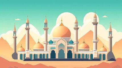 Majestic Mosque Amidst Desert Landscape