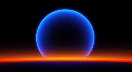 Glowing blue egg shape emerges from fiery horizon