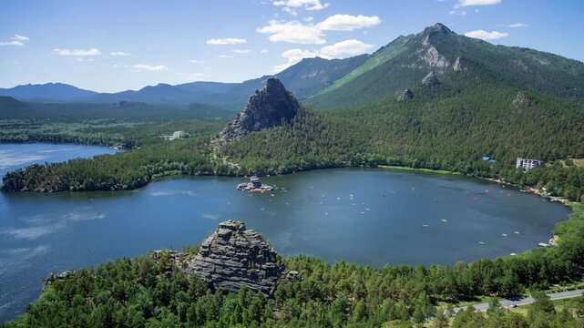 Panoramic timelapse viewo of the Borovoe lake located in Kazakhstan near Astana city