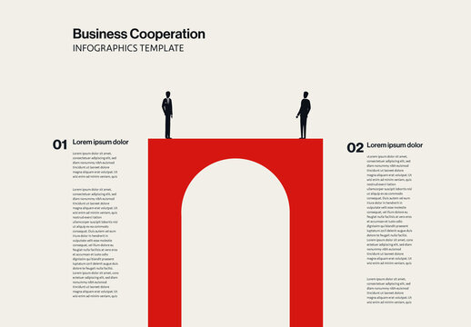 Business Cooperation Building Bridge Infographic Template