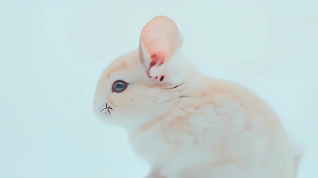 Cute Jerboa Animal with Long Ears and Tail in White Background Studio Shot