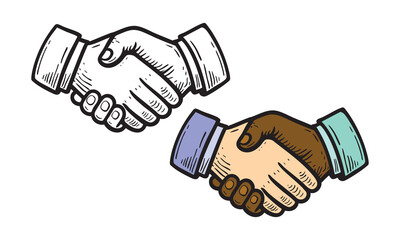 Handshake illustration symbolizing agreement, partnership, trust, unity, and business cooperation.