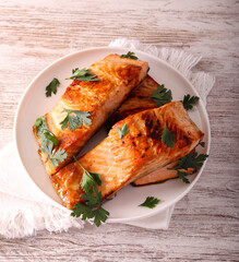 Fried spicy salmon fillets