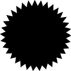 Black starburst seal shape provides a bold, high-contrast graphic element isolated on a white background for design use.