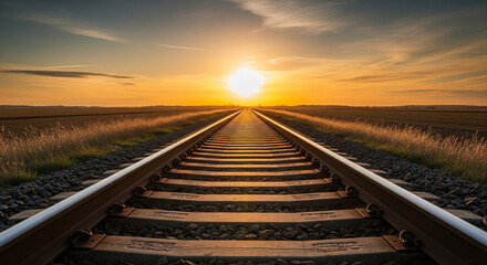 Railway track leading to horizon symbolizing journey and future