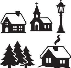 House icon set with different home and building vector illustrations