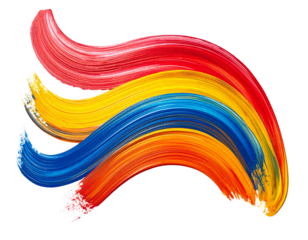 Abstract Paint Strokes in Bold Colors, Dynamic Flowing Design, Transparent Background