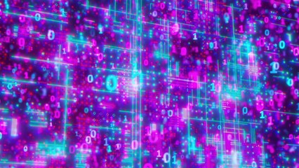 Abstract technology backdrop with binary code. Computer generated 3d render