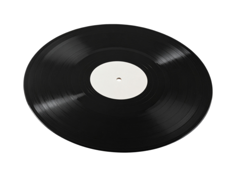 Retro Vinyl Record Floating, Slight Tilt, isolated