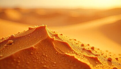 Golden desert dunes shimmering in the warm sunlight creating a stunning landscape scene