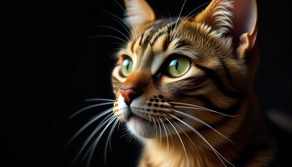 Stunning Bengal cat portrait with vibrant green eyes, perfect for pet advertising and design