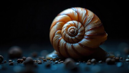 Stunning snail shell detail with vibrant colors, perfect for nature, design, and artistic projects
