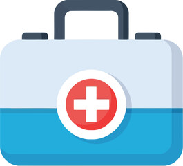Obraz premium Modern first aid kit medical emergency supplies health care service symbol flat design vector vector