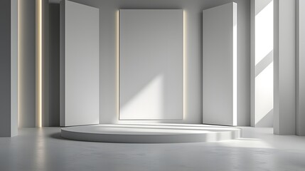 Minimalist Modern Display Space with Soft Lighting and Smooth Surfaces