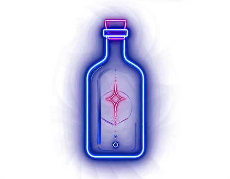 Neon Glowing Bott Icon on Black solid Background, Futuristic Style 