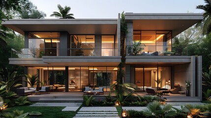 Fototapeta premium Stunning modern villa surrounded by nature high resolution picture