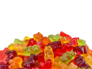 Colorful gummy bears candy isolated on transparent or white background, png