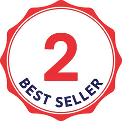 Number 2 best seller badge award emblem recognition vector