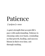 Patience Definition Wall Poster, Positive Mindset Digital Print, Printable Artwork for Home Office Decor