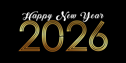 Happy new year 2026 text design for banner card template vector illustration.