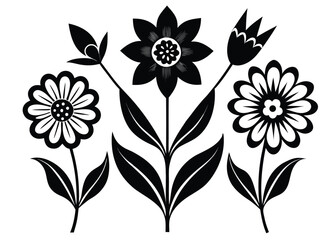 Floral Arrangement with Three Flowers in Silhouette Style silhouette