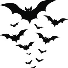 Halloween bats black silhouettes flying spooky
