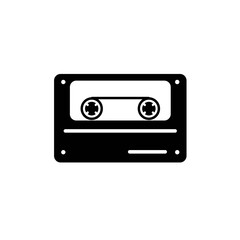 Obraz premium Audio cassette black silhouette on transparent background