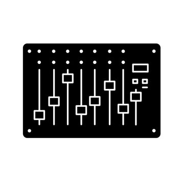 black audio mixer with white sliders clip art preview