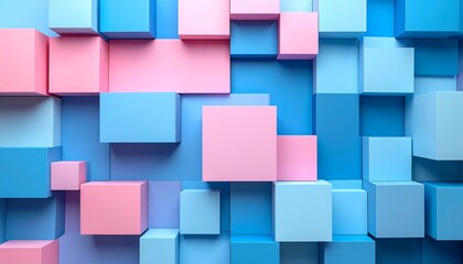 An abstract background showcasing a 3D composition with various sized colorful cubes.