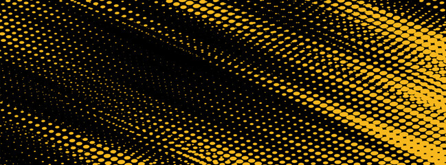 Dots halftone yellow and dark blue color pattern gradient grunge texture background. Dots pop art sport style vector illustration