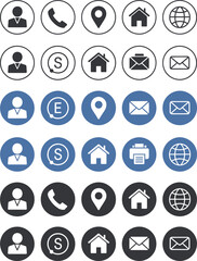 Collection of circular contact icons for business and personal communication needs