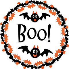 Fototapeta premium Spooky halloween boo typography design with festive vibes for t shirts