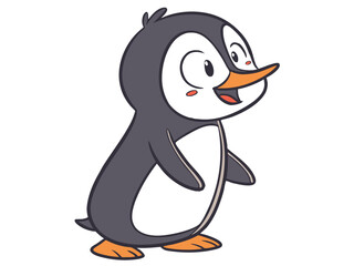 A fun cartoon illustration of a cute baby penguin family playing in the snow and ice of Antarctica