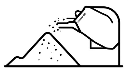 A simple illustration of a concrete mixer pouring material onto a mound