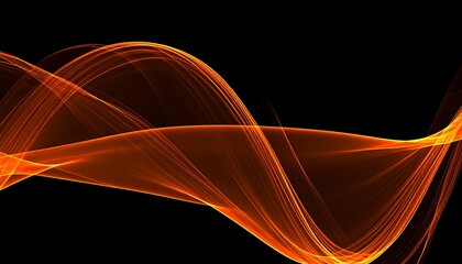 Abstract orange flowing lines on black background