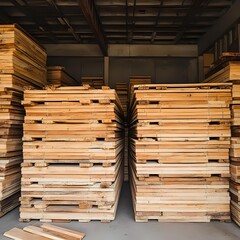 stacks of wooden pallets
