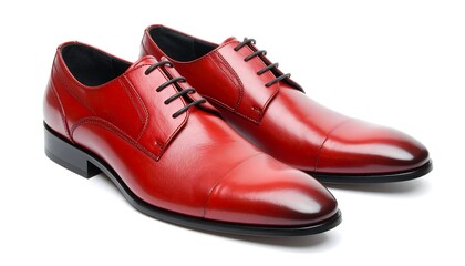 Pair of vibrant red leather dress shoes