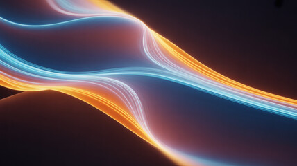 Obraz premium Abstract glowing lines in blue and orange flowing in a art