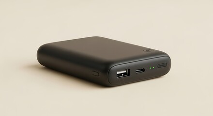 Fototapeta premium Never run out of power again with this modern black portable charger ready for action