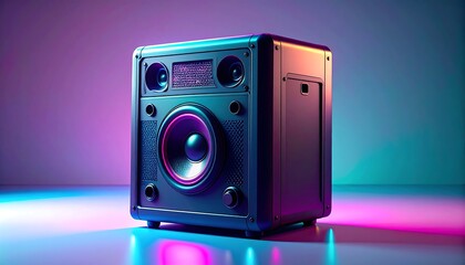 Modern, square speaker glows in vibrant lights