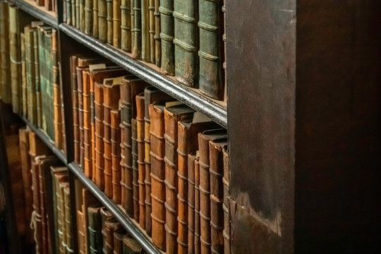 Old Library Books on a Shelf