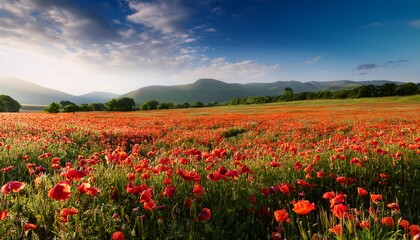Fototapeta premium lush poppy flowers in a vast blooming field