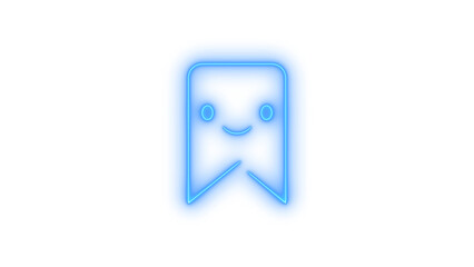 Illustration of cute bookmark neon icon isolated on transparent background glowing symbol for saving content with a bright, modern, and adorable design