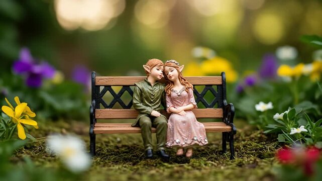 Couple miniature garden figurines