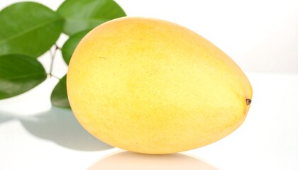 Ripe yellow mango with leaves