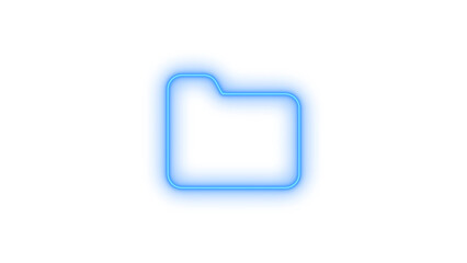Illustration of neon blue folder icon isolated on transparent background, representing file storage, organization, and data management in a modern and glowing style
