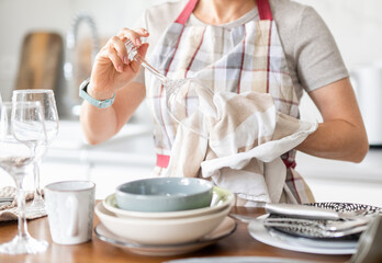 Woman Drying Dishes