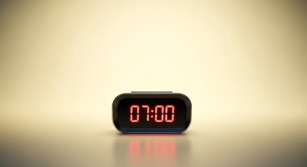 Start your day early with a digital clock displaying 7 AM against a warm backdrop