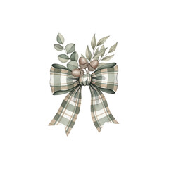 Sage Green Plaid Fall Coquette Bow