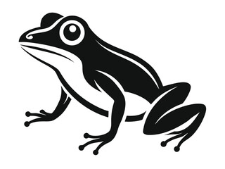 Simple Frog Illustration in Black and White Silhouette